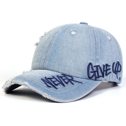 Unisex NEVER GIVE UP Letter Embroidery Baseball Caps