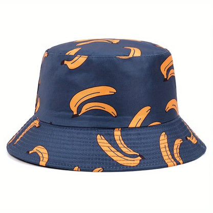 Classic Panama Hat Women Banana Printed Summer Hat Bucket Hat