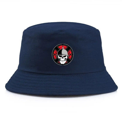 Summer Fisherman Bucket Hat Skull Print Cotton Fishing Cap