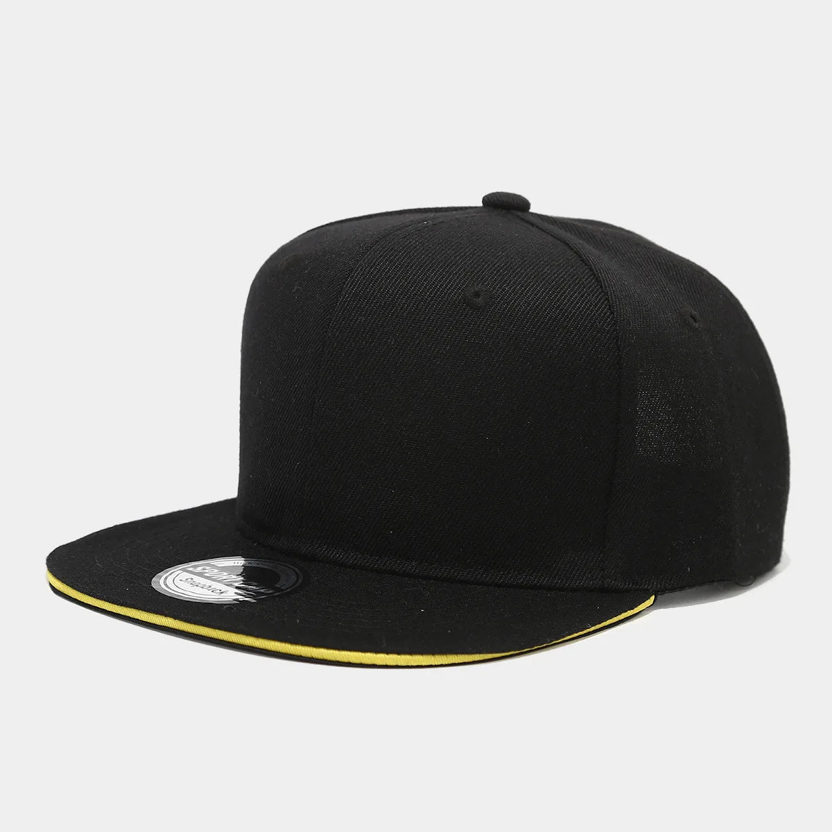 New Flat-Brim Hip-Hop Hat Solid Black Sun Hat Men Women Snapback Cap