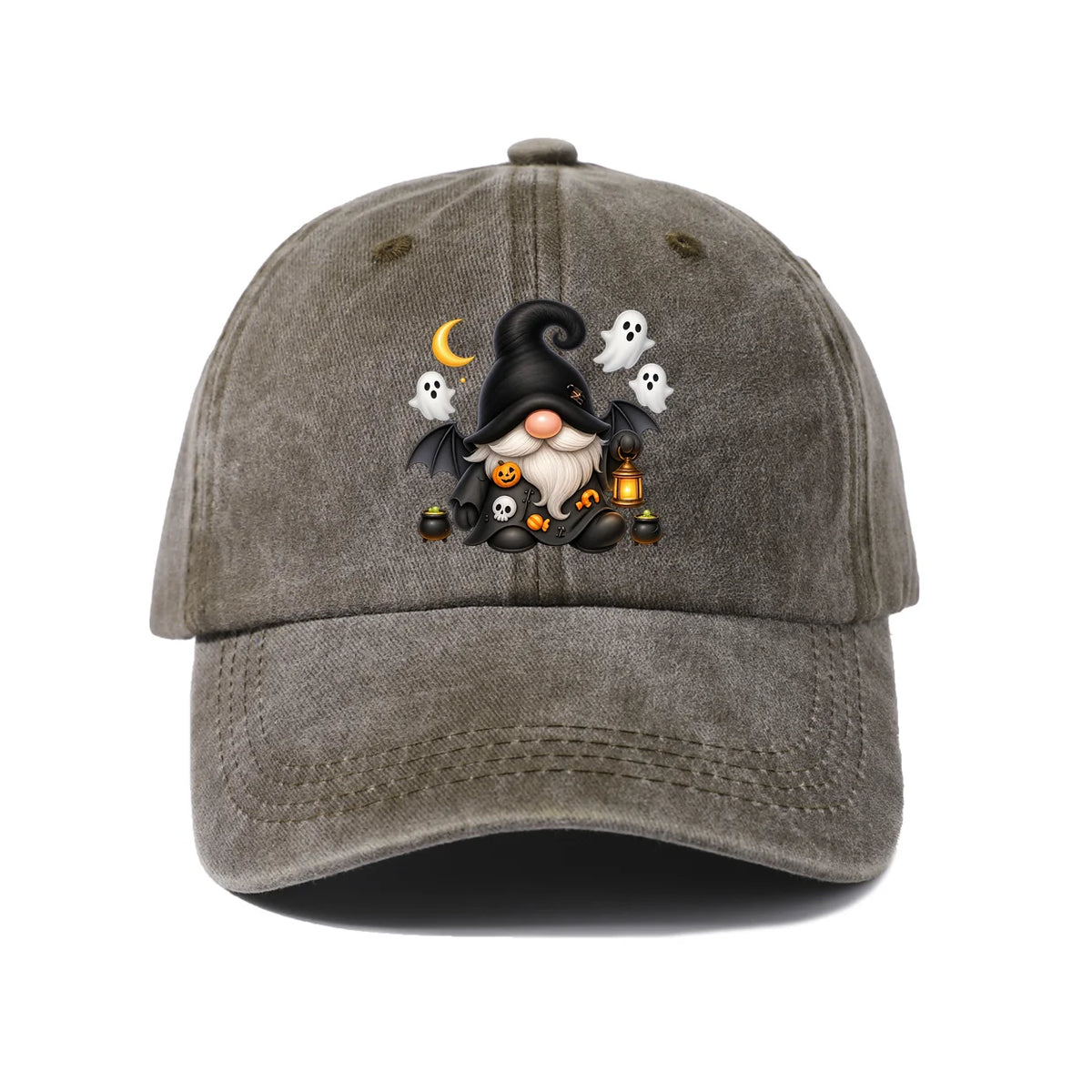 Vintage Washed Witch Gnome Ghost Graphic Baseball Cap