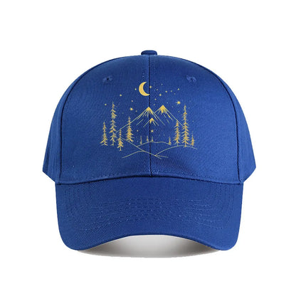 Pink Vintage Baseball Cap Mountain Moon Tree