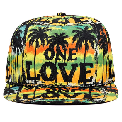 Printed LOVE Coconut Tree - Flat Edge Hat Fashion Men's Snapback Caps