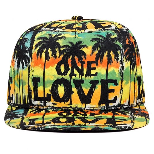Printed LOVE Coconut Tree - Flat Edge Hat Fashion Men's Snapback Caps