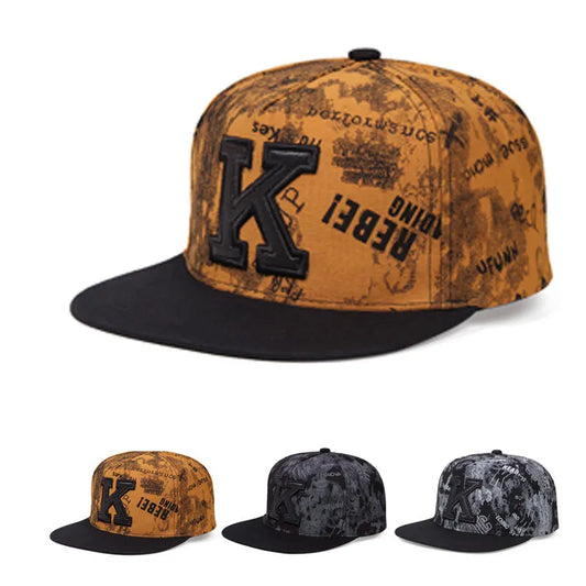 Spring/Summer New Printed K Letter Snapback Cap