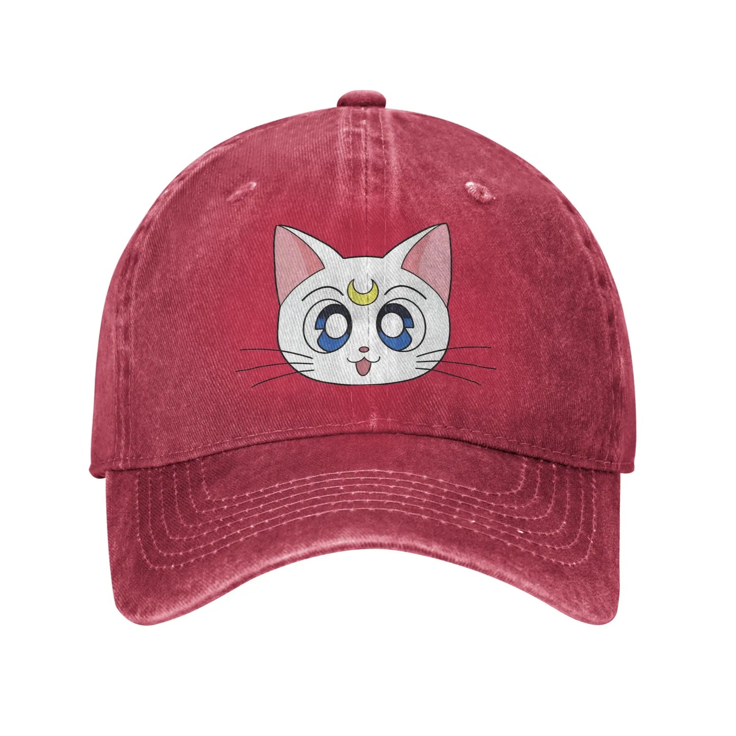 Washed Baseball Cap S-Sailor M-Moon Anime Art Cat Baseball Caps