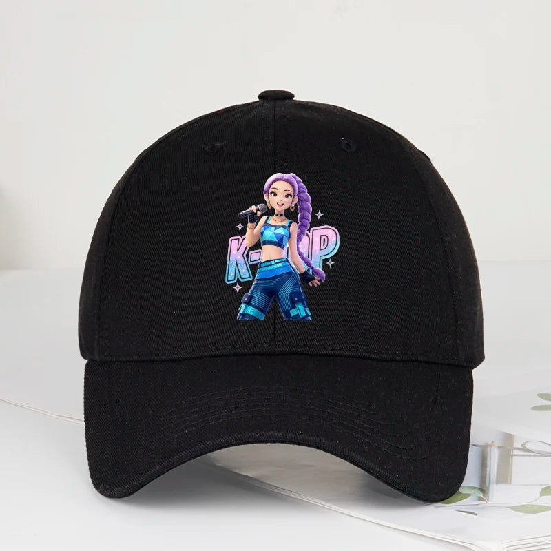 K-POP Purple Hair Idol Cartoon Print Baseball Cap