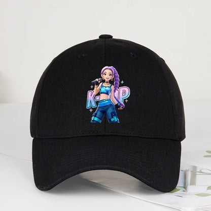 K-POP Purple Hair Idol Cartoon Print Baseball Cap
