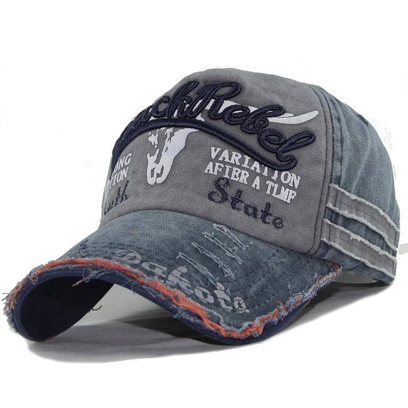 Men Golf Cap Women Retro Canvas Denim Letters Patchwork Vintage Baseball Cap