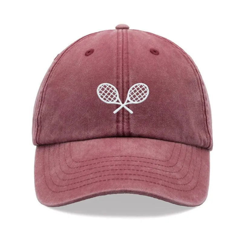 Tennis Racquets Crossed Retro Washed Baseball Caps