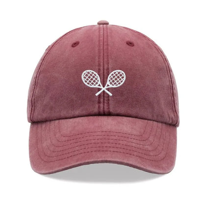 Tennis Racquets Crossed Retro Washed Baseball Caps