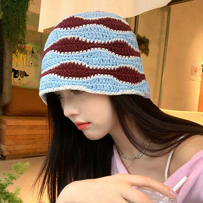 Fashion Colorful Gradient Stripe Woolen Hat Women's