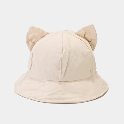 New Cartoon Cat Ear Bucket Hat Cap For Girl Sun Hat Women Korean