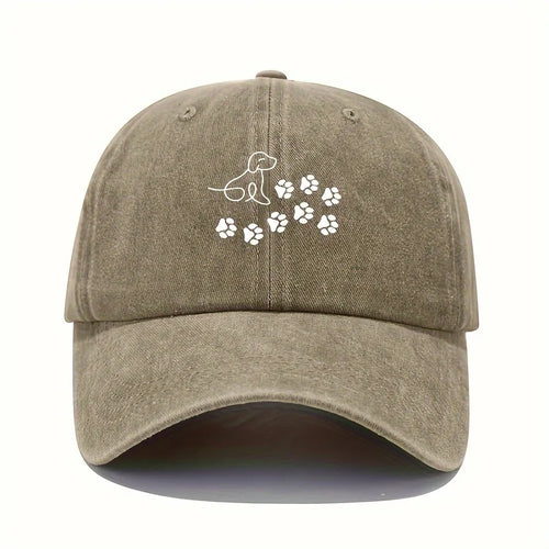 Cute Dog With Paw Print Pattern Baseball Cap Suitable For Both Men And Women