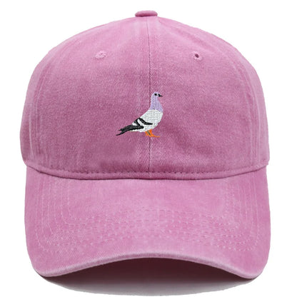 Vintage Washed Pigeon Bird Embroidery Baseball Cap