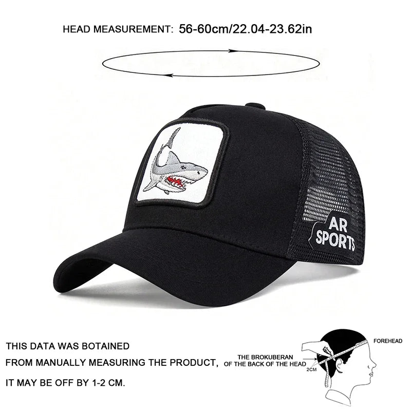 Unisex Shark Patch Embroidery Baseball Caps