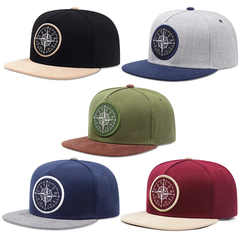 Handsome Street Photography Compass Labeling Pattern Versatile Casual Sports Couple's Simple Snapback Hat