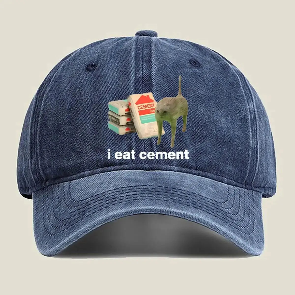 I Eat Cement Humorous Cat and Cement Design Humorous Baseball Cap
