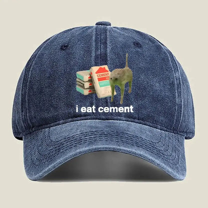 I Eat Cement Humorous Cat and Cement Design Humorous Baseball Cap