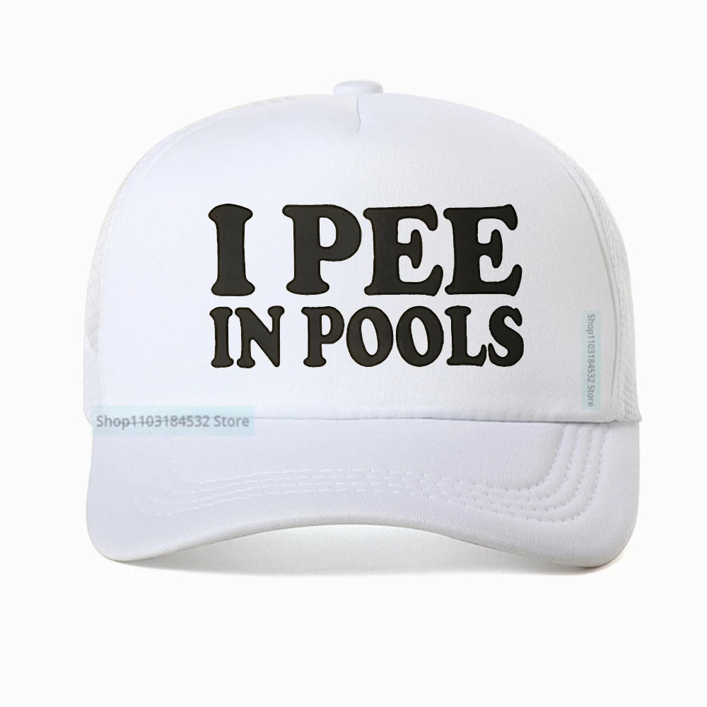 I Pee In Pools Letter Mesh Baseball Cap