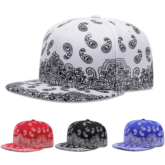 Men's Fashion Hip Hop Vintage Adjustable Cap Cashew Nut Flower Label Snapback Cap
