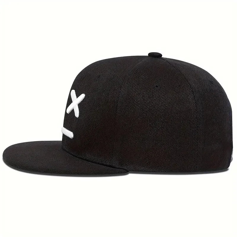 Smiling Face Embroidery Hip Hop Cap Unisex Adjustable Snapback Hat For Men Women