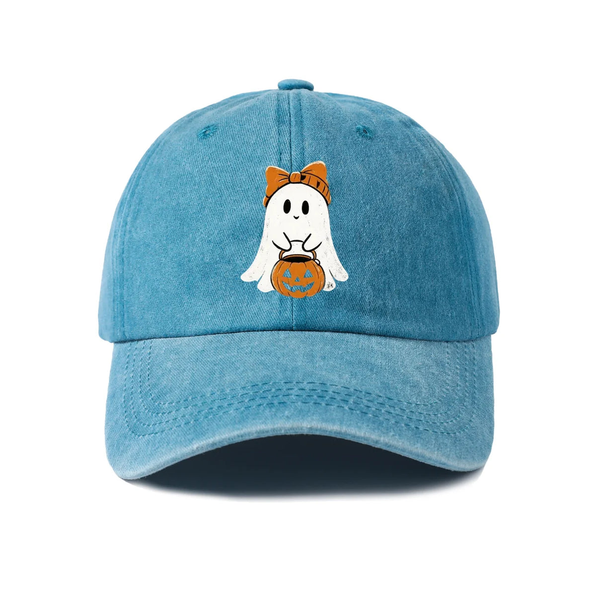 Ghost Girl with Pumpkin Graphic Baseball Cap