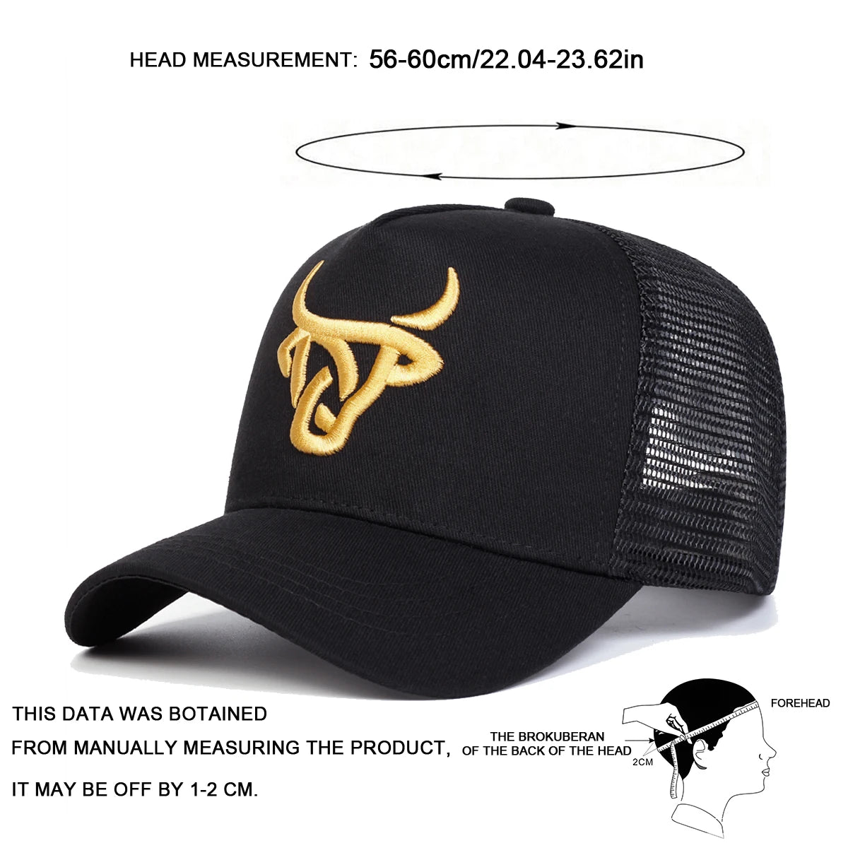 Unisex Ox Head Embroidery Baseball Caps