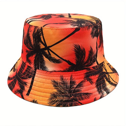 Fisherman Bucket Hat with Tropical Palm Tree Print