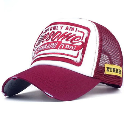 New Mesh Embroidery Letter Awesome Baseball Cap