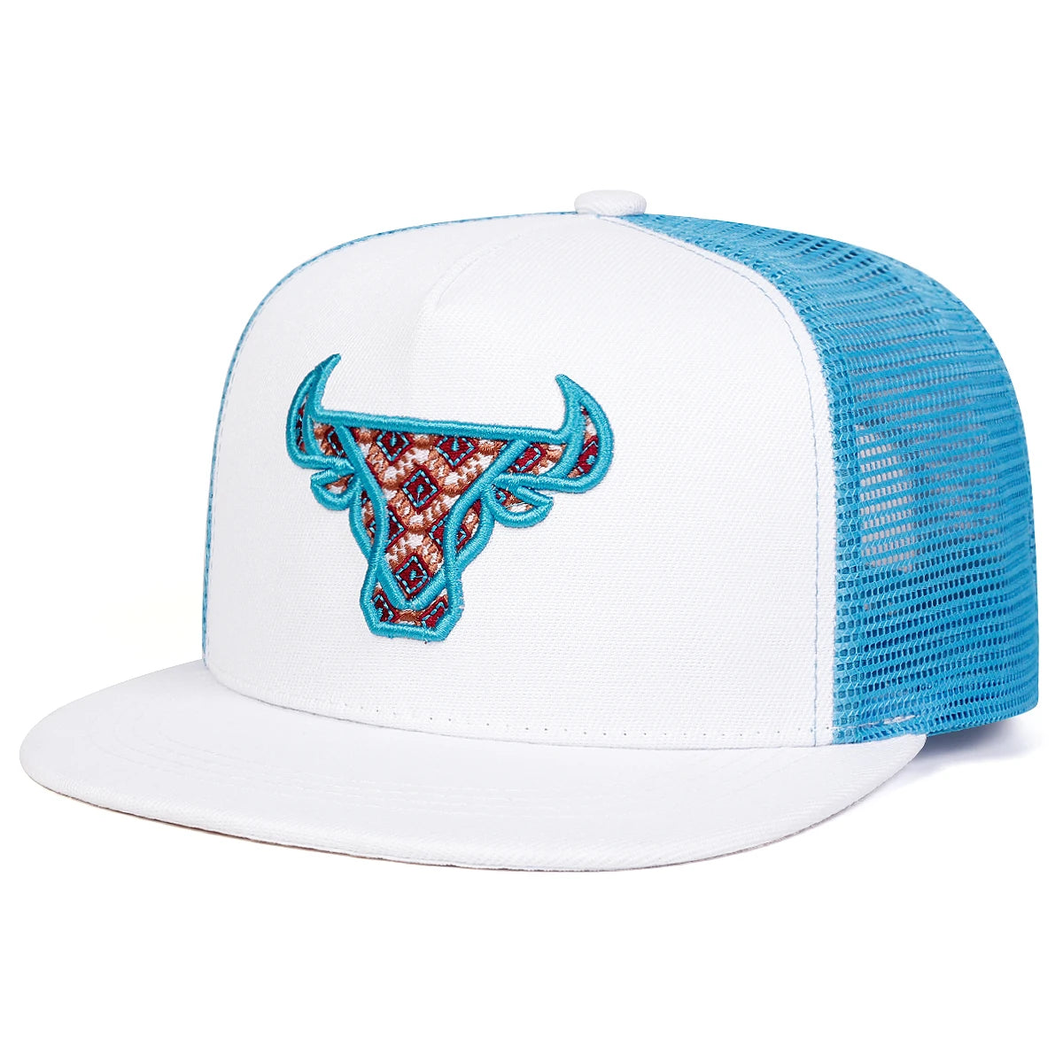 Unisex Ox Head Embroidery Hip-hop Net Hats Snapback Caps