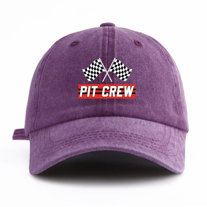 PIT CREW Print Washed Baseball Cap For Adults