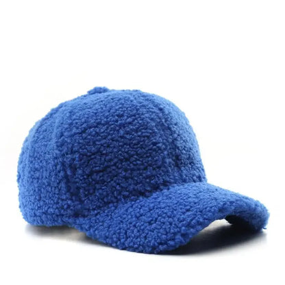 Autumn Winter Baseball Cap Women Artificial Lamb Wool