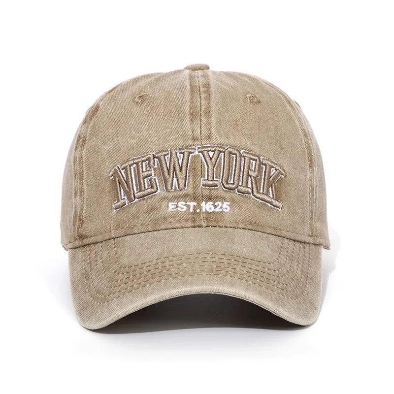 New York Washed Cotton Baseball Cap Hats For Women Men