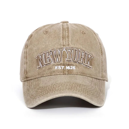 New York Washed Cotton Baseball Cap Hats For Women Men