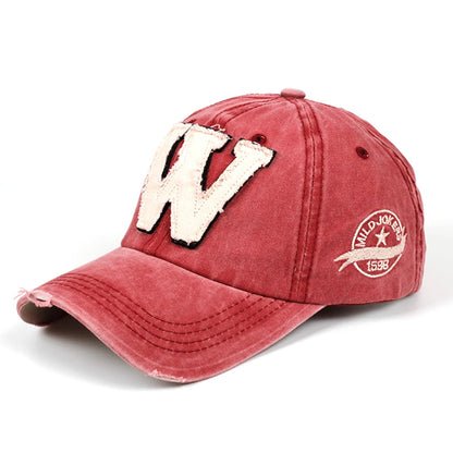 New Cotton Letter W Baseball Cap Retro Outdoor Sports Caps Women Bone Gorras Curved