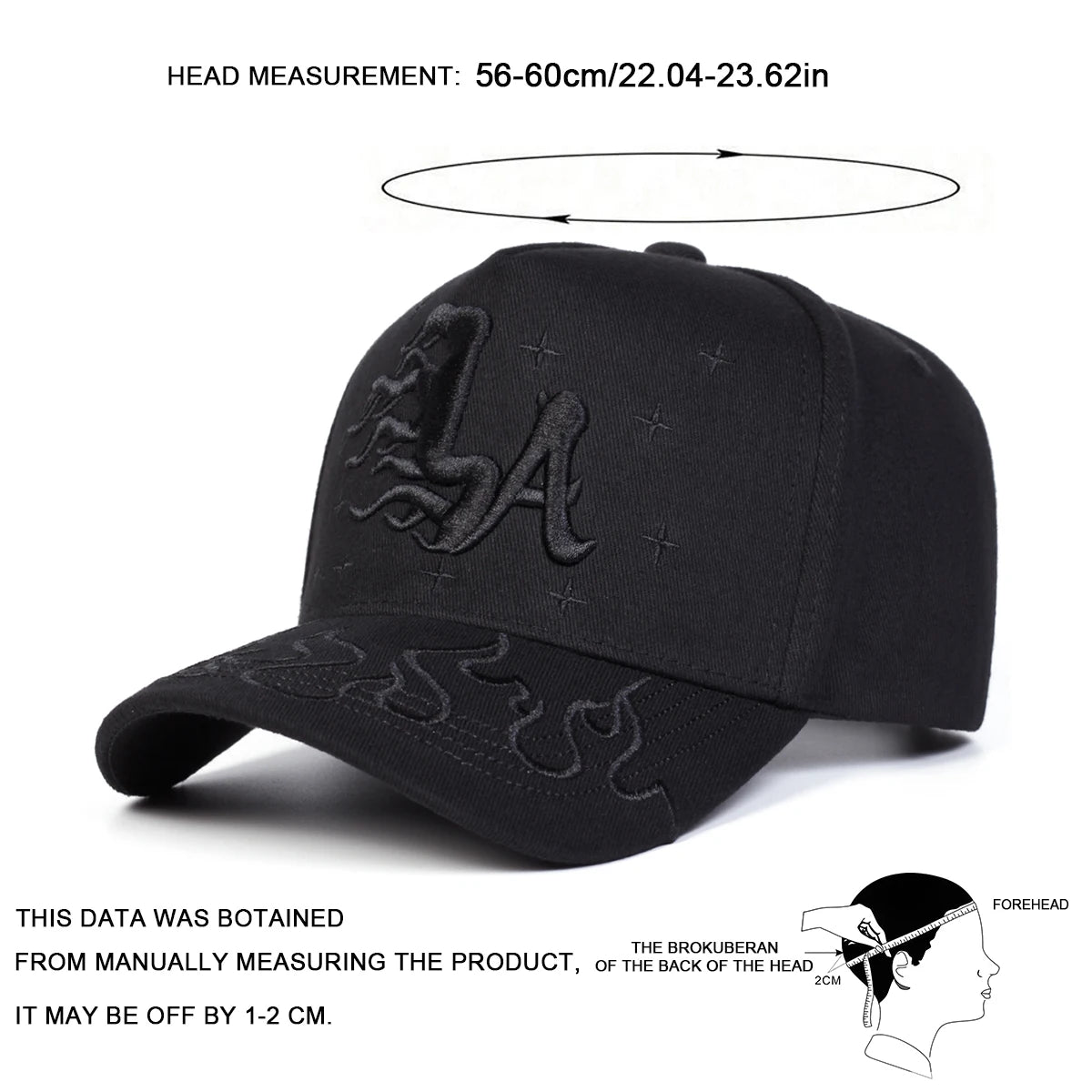Unisex LA Flame Star Embroidery Baseball Caps