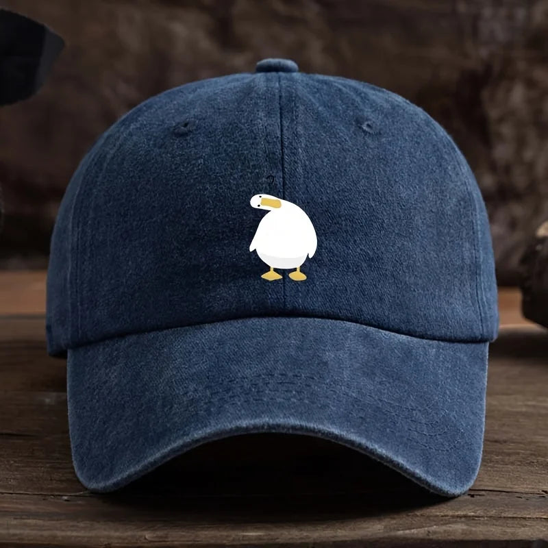 Cute Duck Print Baseball Cap With Adjustable Snap Button