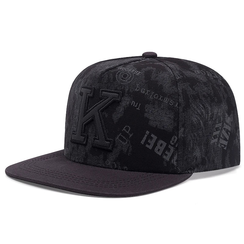 K Graffiti Embroidered Men Women Adjustable Hip Hop Snapback Cap For Unisex Adult