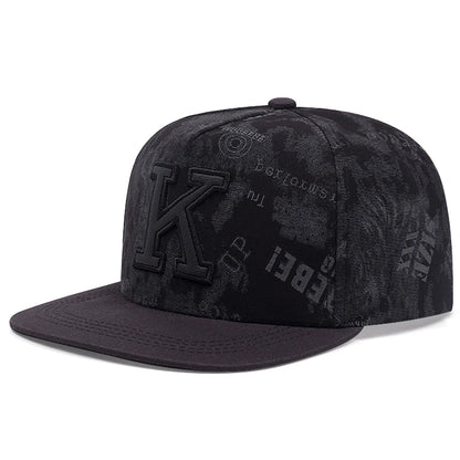 K Graffiti Embroidered Men Women Adjustable Hip Hop Snapback Cap For Unisex Adult