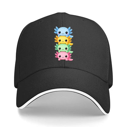 Cute Pastel Axolotl Friends Stack Sandwich Baseball Cap