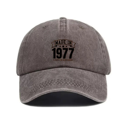 Vintage Washed Cotton Baseball Cap For Men Women Retro 1977