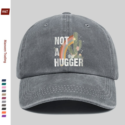 Rainbow and Cactus "Not a Hugger" Print Baseball Cap
