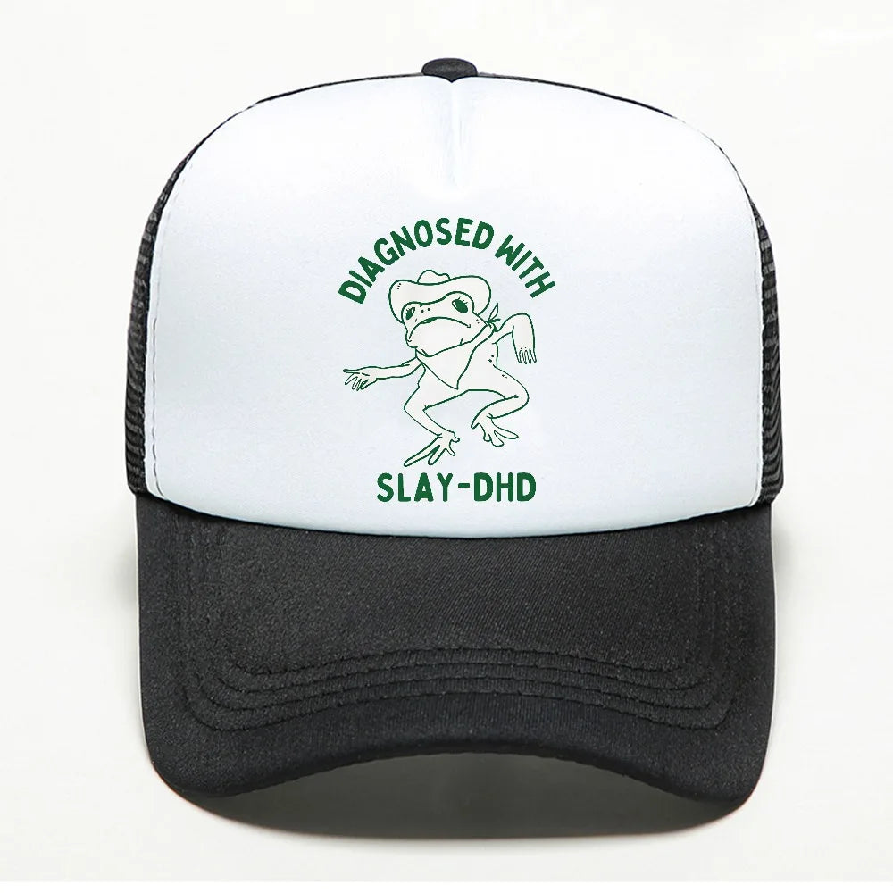Diagnosed With Slay-dhd Baseball Cap Fashion Frog Graphic