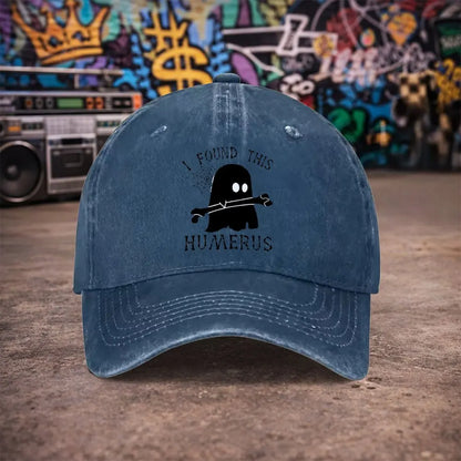 Ghost Bone Pattern Vintage Washed Baseball Cap