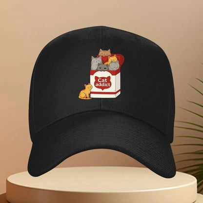 Cat Addict Box Graphic Baseball Cap