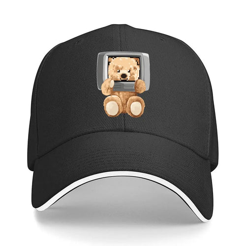 Kawaii Pixel Bear Computer Screen Cute Retro Art Baseball Cap