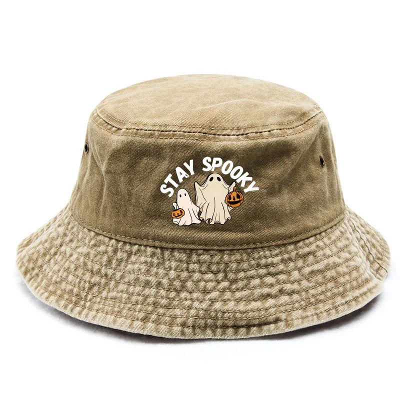 Halloween Themed Atmosphere "STAY SPOOKY" Printed Cap Bucket Hat