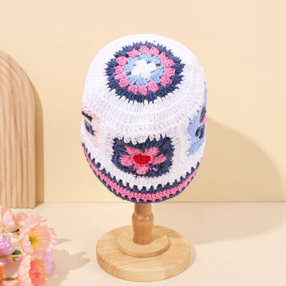 Autumn/Winter Sweet Hollow Handmade Knitted Bucket Hat Flower
