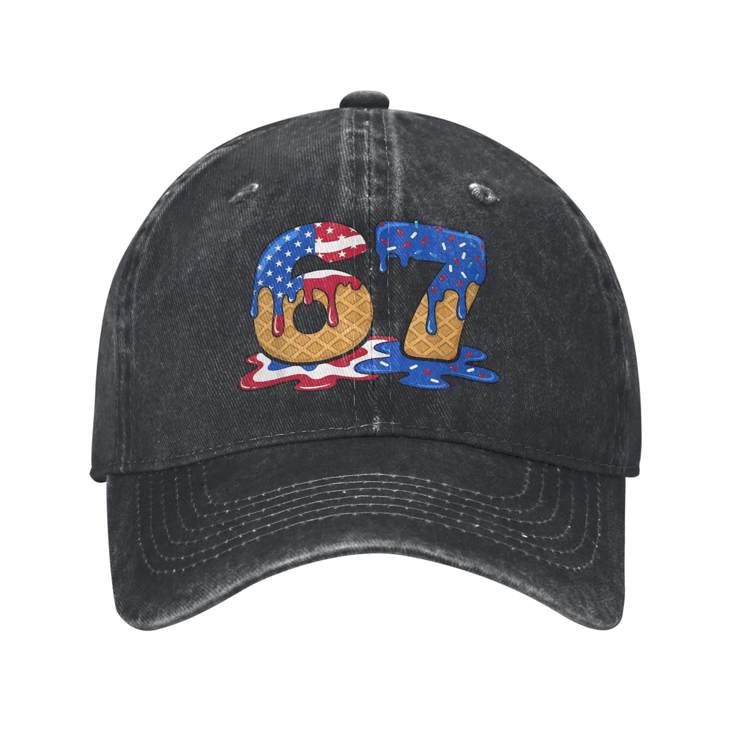 67 Ice Cream Drip Meme Funny Six Seven Gen Alpha Slang Baseball Cap